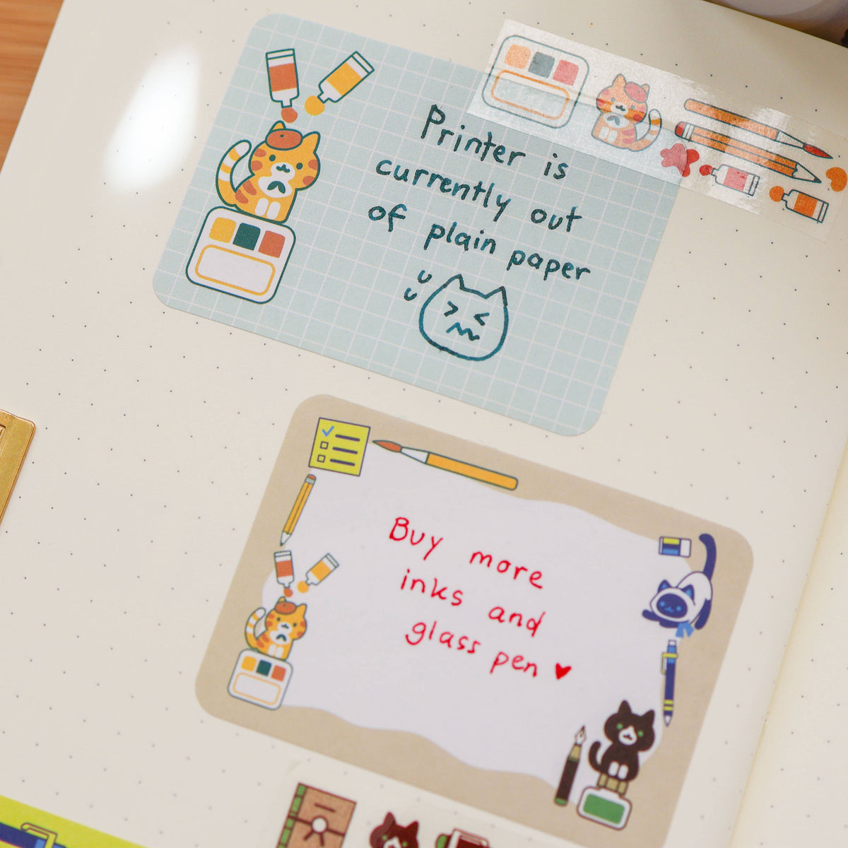 Paper Roll Labels  - Stationery Cats