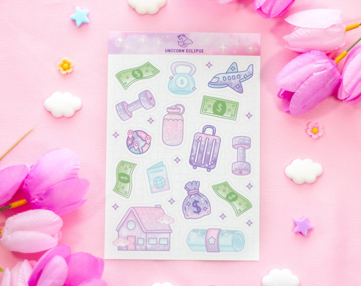 Unicorn Eclipse Life Goals Sticker Sheet